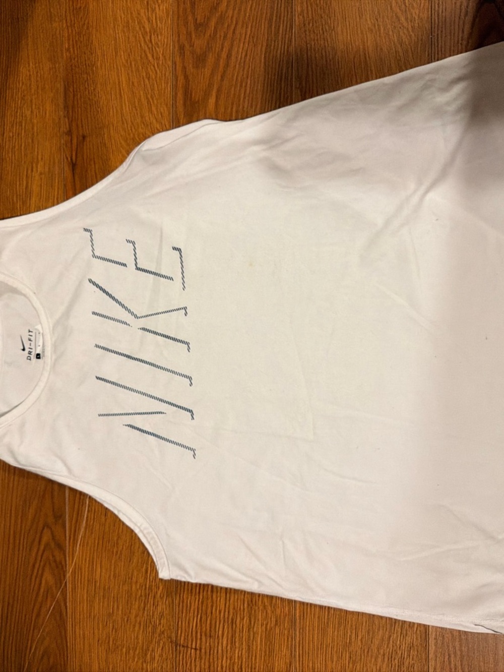 Nike White Dri-FIT Crew Neck Tee with Black Logo